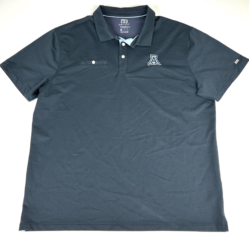 Nike Drifit Arizona Wildcats Mens Golf Polo Shirt Sz Xl Gray Logo